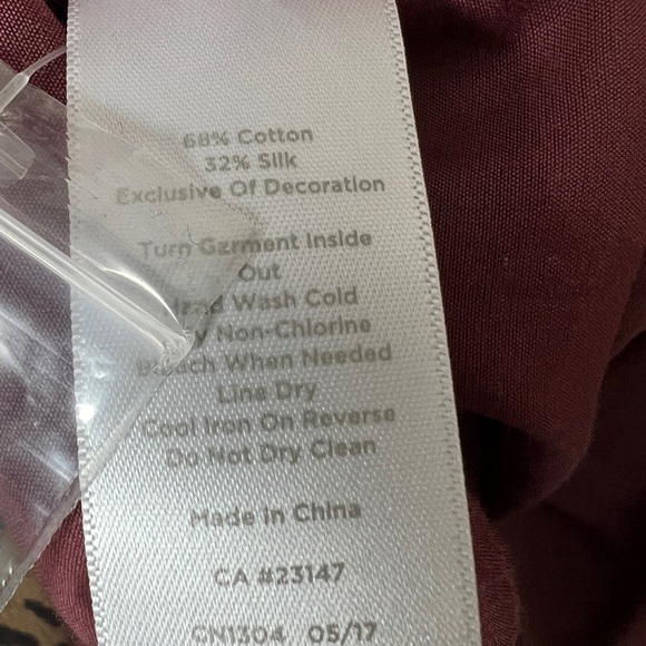 RSVP by Talbots Silk & Cotton Blend Embellished V-neck blouse in Wine Size 1X - Picture 8 of 8